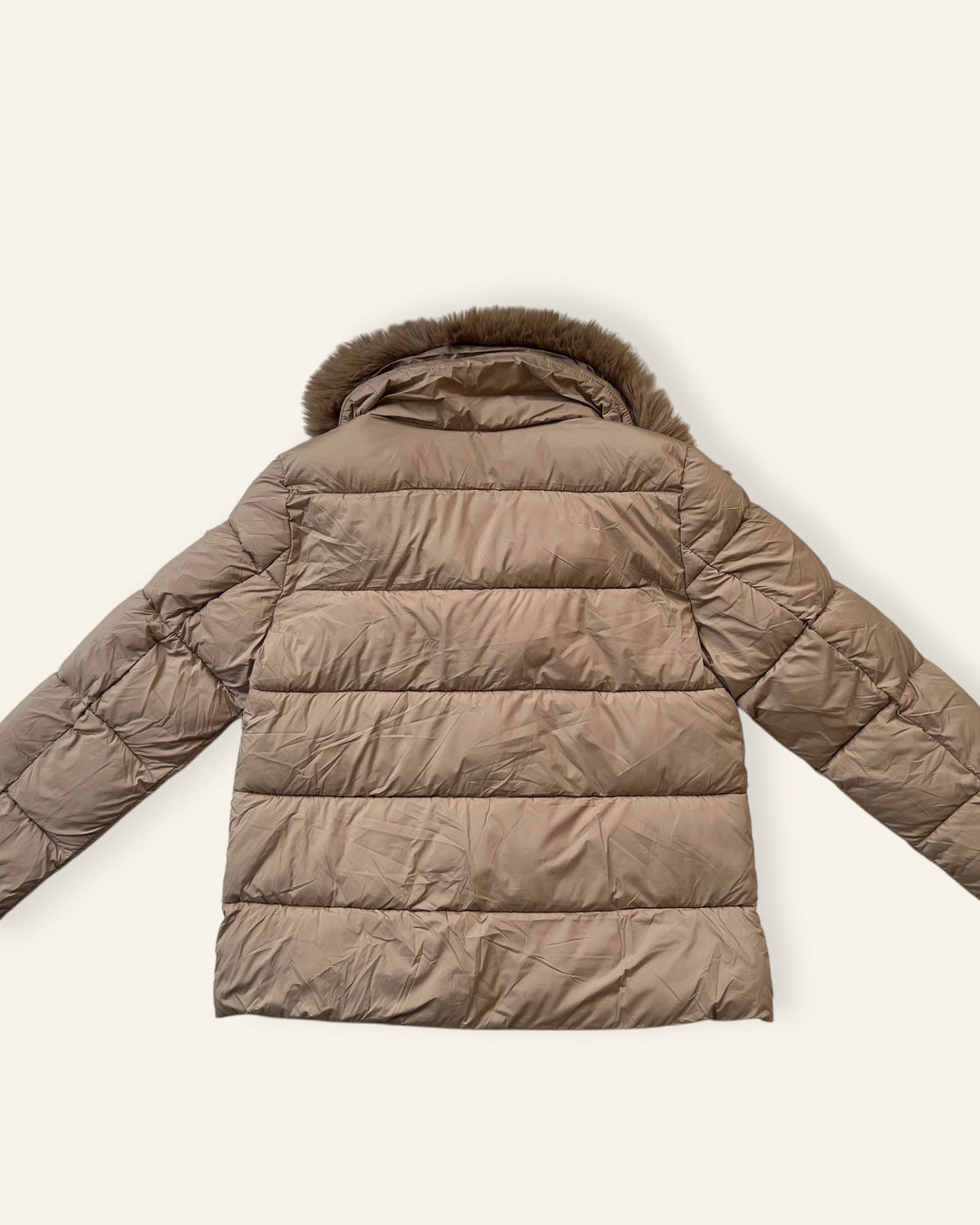 DKNY Faux Fur Collar Puffer, Taupe