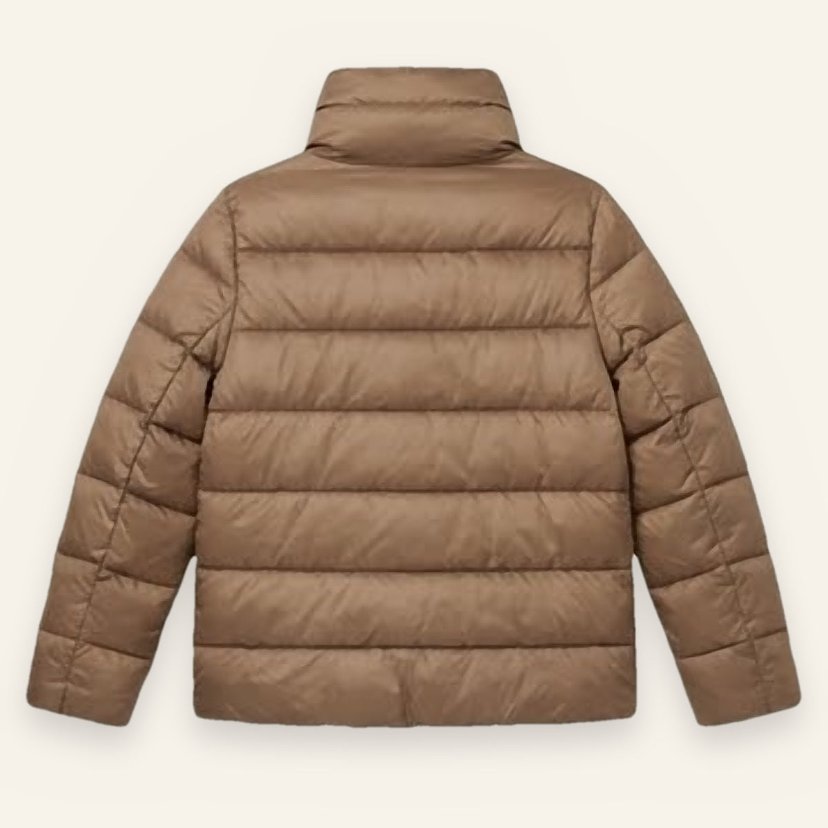Tahari Funnel Neck Puffer, Taupe